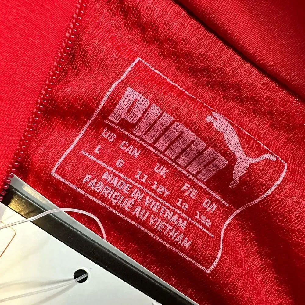 NWT PUMA Youth Red Quarter Zip Mock Neck Long Sleeve Pullover Soccer - Size L